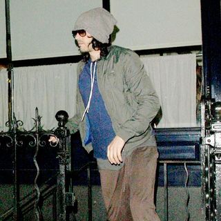 Russell Brand in Russell Brand Leaving George's Restaurant After Dining with Katy Perry