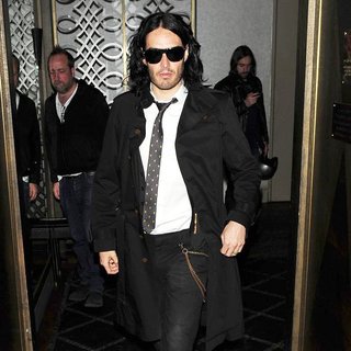 Russell Brand in Russell Brand Leaving Scott's Restaurant