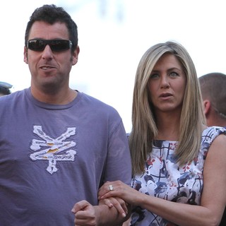 Adam Sandler, Jennifer Aniston in Jennifer Aniston Is Honored with A Star on The Hollywood Walk of Fame