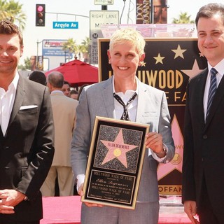Ryan Seacrest, Ellen DeGeneres, Jimmy Kimmel in Ellen DeGeneres Is Honored with A Star on The Hollywood Walk of Fame