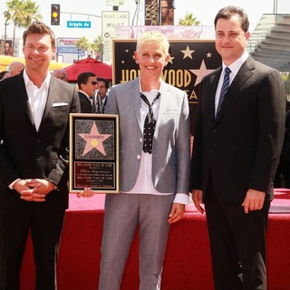 Ryan Seacrest, Ellen DeGeneres, Jimmy Kimmel in Ellen DeGeneres Is Honored with A Star on The Hollywood Walk of Fame