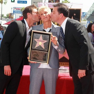 Ryan Seacrest, Ellen DeGeneres, Jimmy Kimmel in Ellen DeGeneres Is Honored with A Star on The Hollywood Walk of Fame