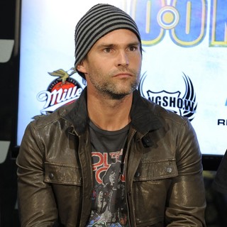 Seann William Scott in Cast Member from Goon Appears at Real Sports Apparel to Promote Their Movie