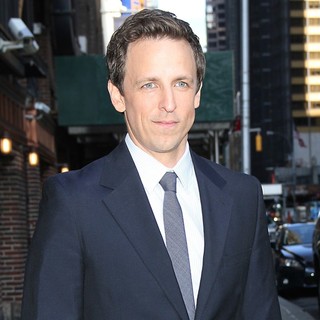 Seth Meyers in Celebrities Arrive at The Ed Sullivan Theater for The Late Show with David Letterman
