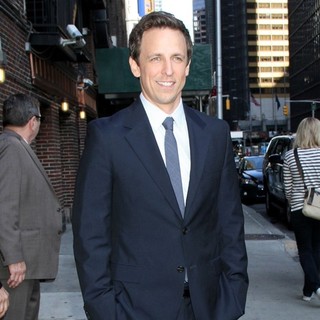 Seth Meyers in Celebrities Arrive at The Ed Sullivan Theater for The Late Show with David Letterman