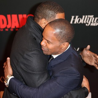 Michael Strahan, Jamie Foxx in The Premiere of Django Unchained