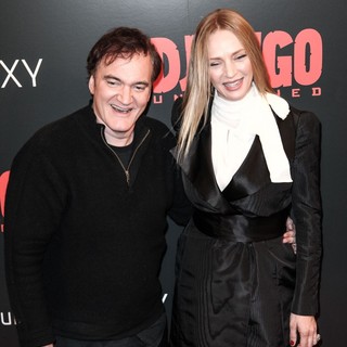 Quentin Tarantino, Uma Thurman in The Premiere of Django Unchained