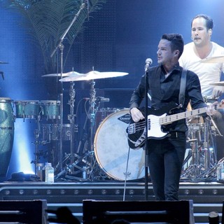 Brandon Flowers, Ronnie Vannucci, Jr., The Killers in The Killers Performing at The American Airlines Arena