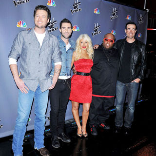 Blake Shelton, Adam Levine, Christina Aguilera, Cee-Lo, Carson Daly in NBC Press Junket for 'The Voice'