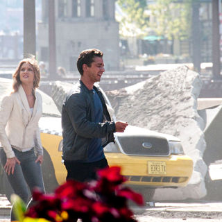 Rosie Huntington-Whiteley, Shia LaBeouf in On The Set of New Movie "Transformers 3"