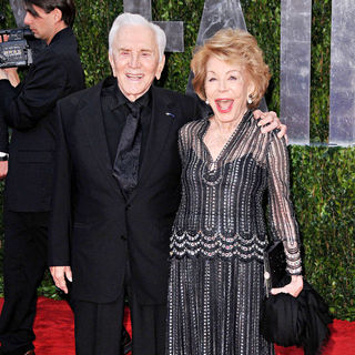 Kirk Douglas, Anne Buydens in The 82nd Annual Academy Awards (Oscars) - Vanity Fair Party - Arrivals