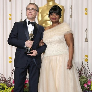 Christoph Waltz, Octavia Spencer in The 85th Annual Oscars - Press Room