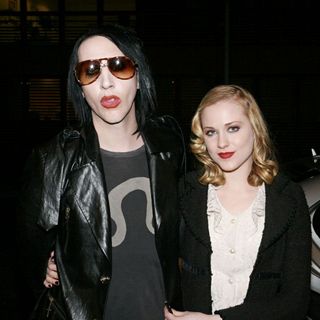 Marilyn Manson, Evan Rachel Wood in Marilyn Manson and Evan Rachel Wood arriving at the Hyatt Hotel