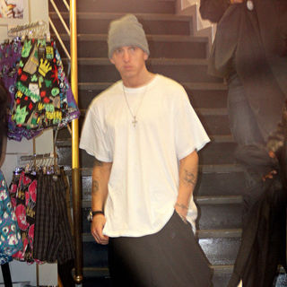 Eminem in Eminem Stops to Do Some Shopping in Snipes