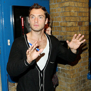 Jude Law in Jude Law Signs Autographs for Waiting Fans as He Leaves The Wyndham's Theatre