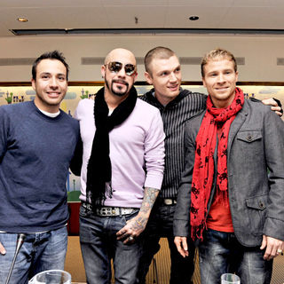 Backstreet Boys in Backstreet Boys hold a press conference ahead of their concert to launch the 2009 Climate summit