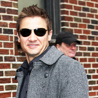 Jeremy Renner outside the Ed Sullivan Theater for the 'Late Show With David Letterman'