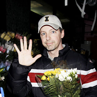Sean Hayes buying flowers on Eighth Avenue after rehearsing for his Broadway musical