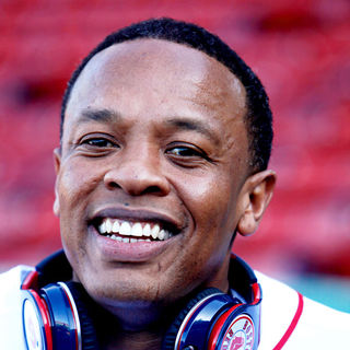 Dr. Dre in Dr. Dre unveils his new "Beats by Dr.Dre" headphones during Opening Day at Fenway Park