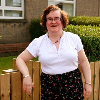 Susan Boyle in Susan Boyle in High Spirits Outside Her House