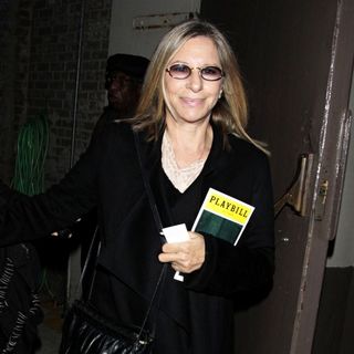 Barbra Streisand leaving the Cort Theatre after the performance of the Broadway play 'Fences'