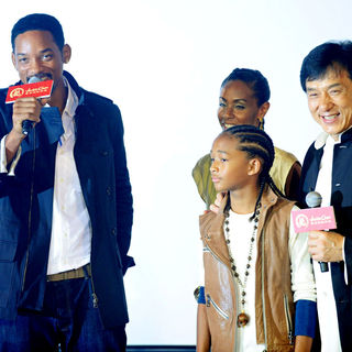 Jackie Chan, Will Smith, Jaden Smith, Jada Pinkett Smith in The Premiere of 'The Karate Kid'