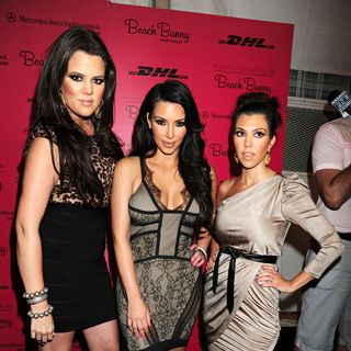 Khloe Kardashian, Kim Kardashian, Kourtney Kardashian in Mercedes Benz 2011 Swimwear Fashion Week - Beach Bunny - Arrivals