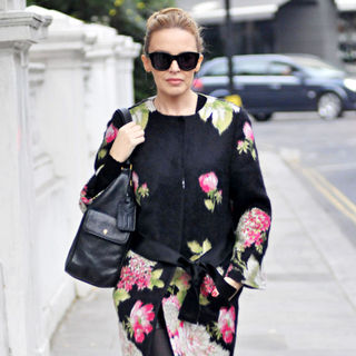 Kylie Minogue Leaving Her House Wearing A Floral Print Coat and Sunglasses