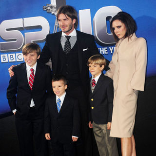 David Beckham, Victoria Adams, Brooklyn Beckham, Romeo Beckham, Cruz Beckham in The BBC Sports Personality of The Year 2010 Awards