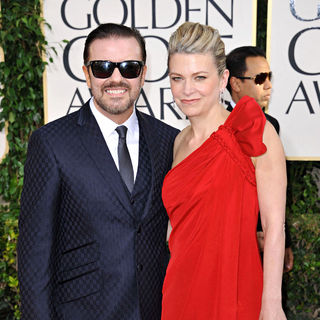 Ricky Gervais, Jane Fallon in 68th Annual Golden Globe Awards - Arrivals