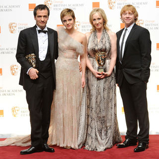 David Heyman, Emma Watson, J.K. Rowling, Rupert Grint in 2011 Orange British Academy Film Awards (BAFTAs) - Press Room