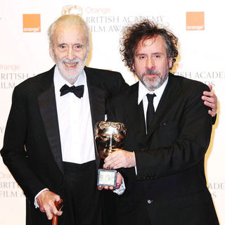 Christopher Lee, Tim Burton in 2011 Orange British Academy Film Awards (BAFTAs) - Press Room