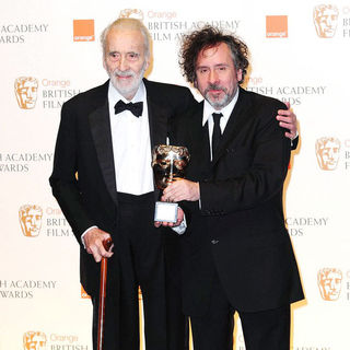 Christopher Lee, Tim Burton in 2011 Orange British Academy Film Awards (BAFTAs) - Press Room
