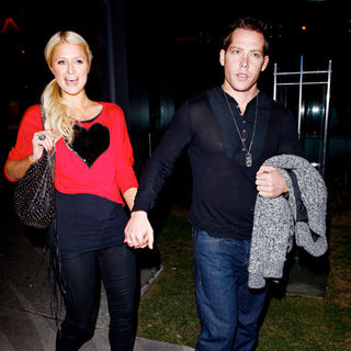 Paris Hilton, Cy Waits in Paris Hilton and Cy Waits Leaving BOA Steakhouse After Having A Valentine's Day Dinner Together