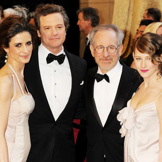 Livia Giuggioli, Colin Firth, Steven Spielberg, Sasha Spielberg in 83rd Annual Academy Awards (Oscars) - Arrivals