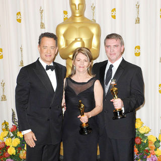 Tom Hanks, Karen O'Hara, Robert Stromberg in 83rd Annual Academy Awards (Oscars) - Press Room