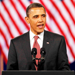 Barack Obama in U.S. President Barack Obama Spoke to The Audience at A Fundraising Kickoff Event