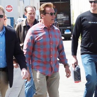 Arnold Schwarzenegger in Arnold Schwarzenegger Leaving Cafe Roma After Having Lunch