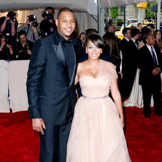 Carmelo Anthony, La La Vazquez in Alexander McQueen: Savage Beauty Costume Institute Gala