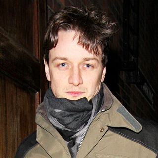 James McAvoy in James Mcavoy going into the theatre wearing a Thundercats pin badge