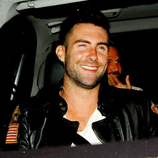 Adam Levine, Maroon 5 in Adam Levine from Maroon 5 leaving Katsuya restaurant with a friend