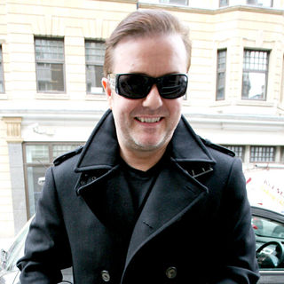Ricky Gervais in Ricky Gervais outside BBC Radio 1 studios