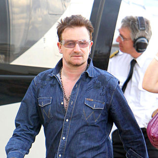 Bono Arriving to Monaco Airport by Helicopter - wenn5497378