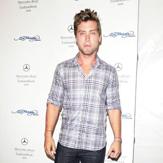 Lance Bass in Backstage at Ed Hardy Fashion Show During 2011 Mercedes-Benz Fashion Week Swim