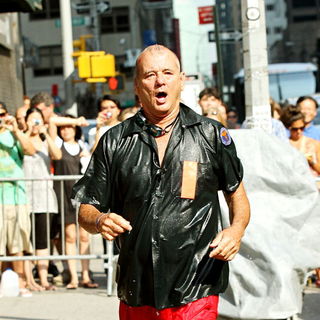 Bill Murray in Bill Murray Wet After Diving Into A Makeshit Pool While Filming A Segment