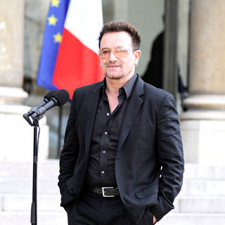 Bono Speaks to The Press After He Met French President Nicolas Sarkozy - wenn5544483
