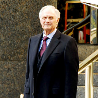 Alan Alda in Celebrities Filming on The Set of 'Tower Heist'