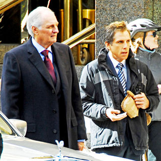 Alan Alda, Ben Stiller in Celebrities Filming on The Set of 'Tower Heist'