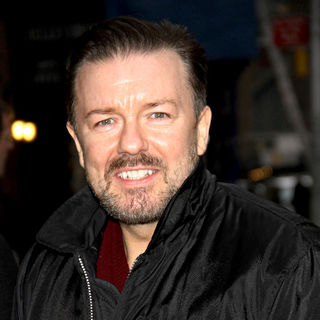 Ricky Gervais in Ricky Gervais Outside The Ed Sullivan Theater for 'The Late Show with David Letterman'