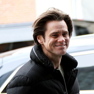 Jim Carrey in Jim Carrey and Ophelia Lovibond Are Seen on The Set of Their New Film 'Mr. Popper's Penguins'